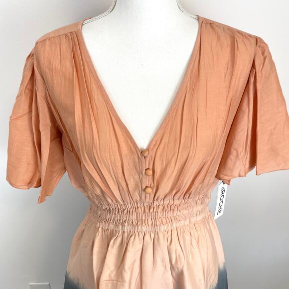 St. Roche Monarch Silk Dip Dye Mini Dress In Praline Wild Rose Black Size 10 New - Picture 3 of 15